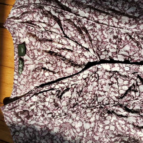 purple botanical print top, S - Picture 3 of 9